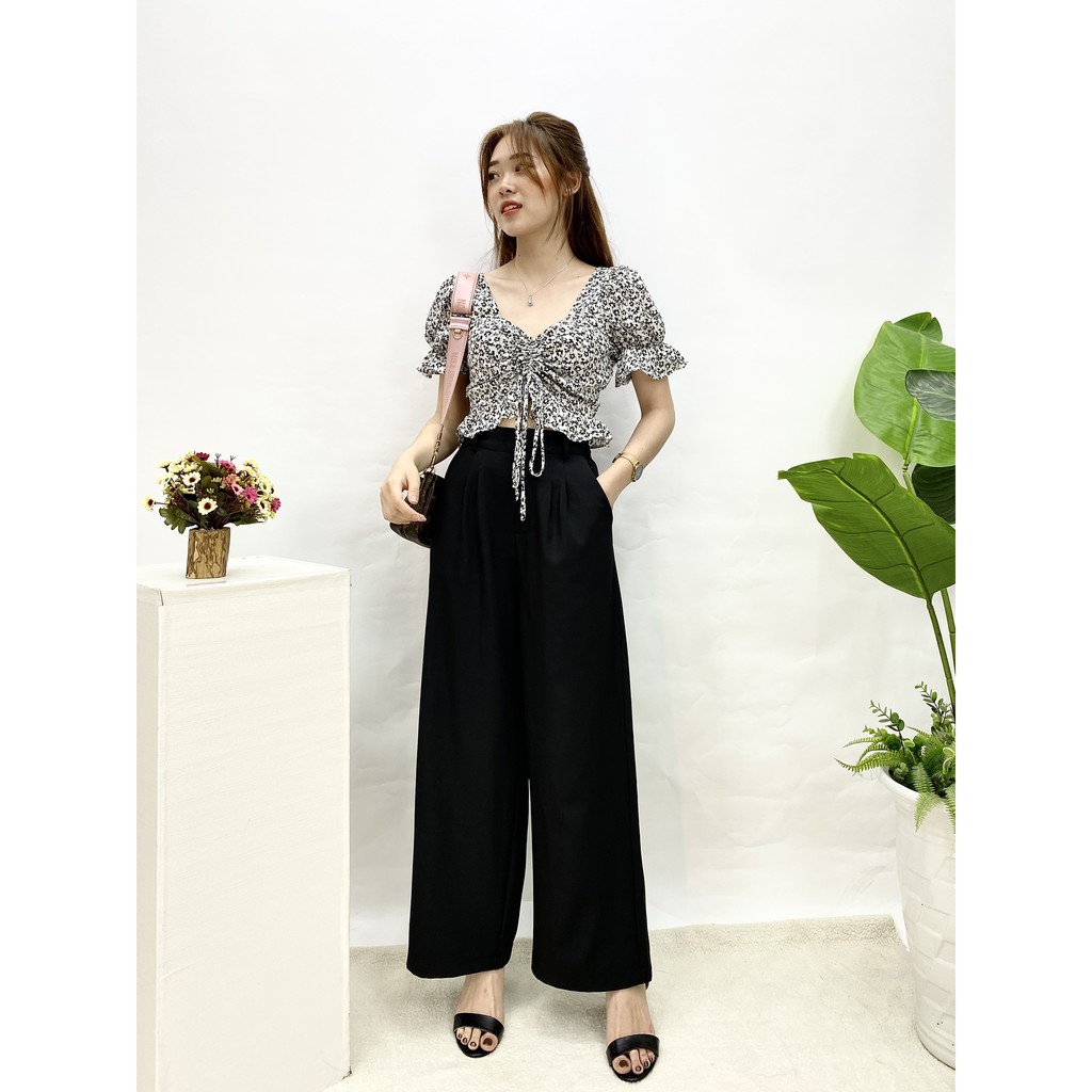 Quần ống rộng nữ dáng dài, quần suông cạp cao 3 màu, hàng thiết kế Hachidesigns | BigBuy360 - bigbuy360.vn