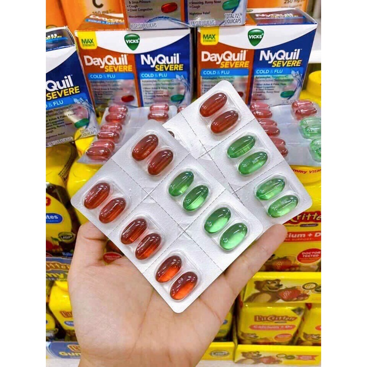 Viên Uống DayQuil và NyQuil severe Cold & Flu - Hàng Mỹ