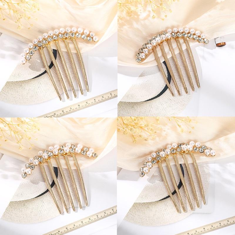 PVN50548 Lược Cài Tóc Kim Loại Đính Ngọc Phong Cách Hàn Quốc Cho Nữ Giá Rẻ