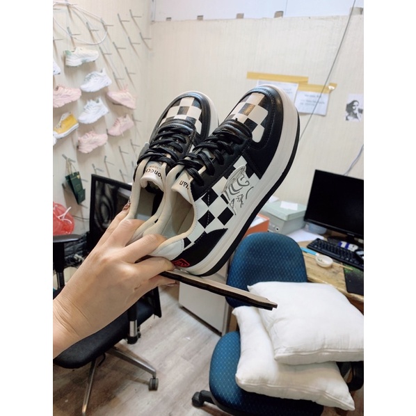 Giày thể thao, sneaker nữ hàng đẹp họa tiết caro phối màu siêu xinh đế bánh mì tăng chiều cao