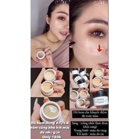 Hũ kem che khuyết điểm đủ tone màu  Sáng -trắng nhất  Trung bình- màu da vàng  Tối lạnh- màu da tái