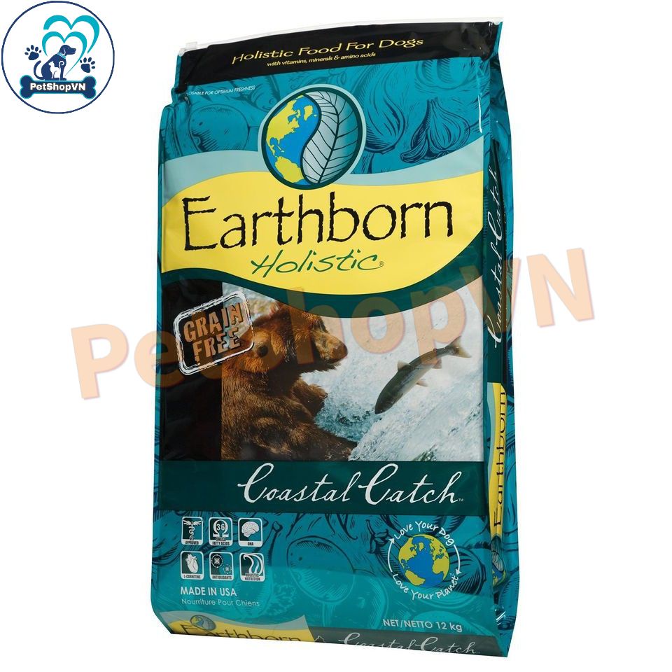 Bao 2.5Kg Thức Ăn Cho Chó Hạt EARTHBORN HOLISTIC COASTAL CATCH Vị Cá Trắng, Cá Hồi & Cá Trích