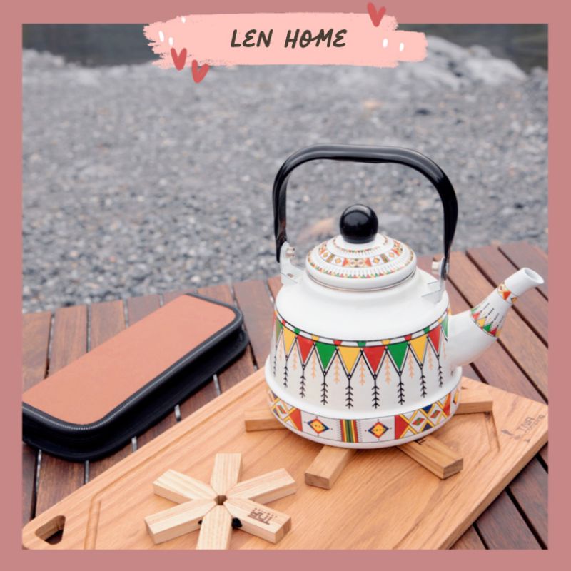 CAMPING ẤM tráng men vintage hoạ tiết decor phòng bếp retro cắm trại du lịch dã ngoại picnic phong cách Hàn Nhật lenhome