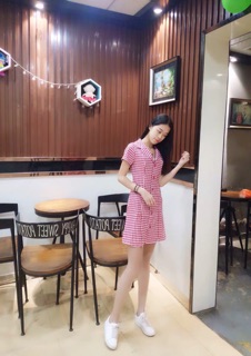 Váy kẻ ô nhỏ dáng A vintage