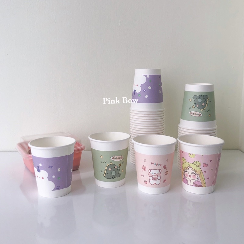Ly giấy dùng 1 lần cho các loại đồ uống Nước ngọt - TRÁI CÂY - COFFEE đủ màu sắc hình ảnh CUTE dung tích 220ml size 8cm