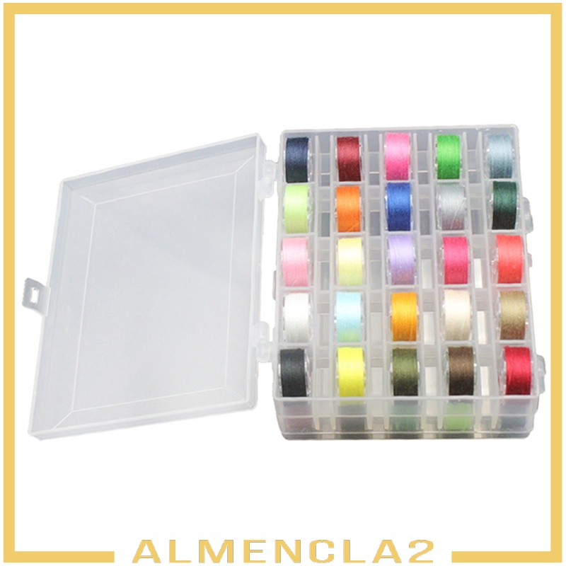[ALMENCLA2] 50 Colors Sewing Thread Set with Plastic Bobbins Sewing Machine Reel Spools Case