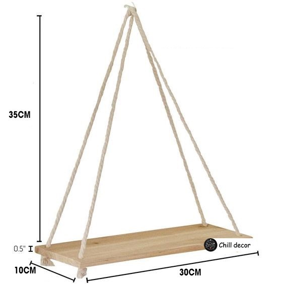 Kệ gỗ treo tường, kệ gỗ trang trí theo phong cách hàn kích thước 10x30 cm  tặng kèm dây thừng