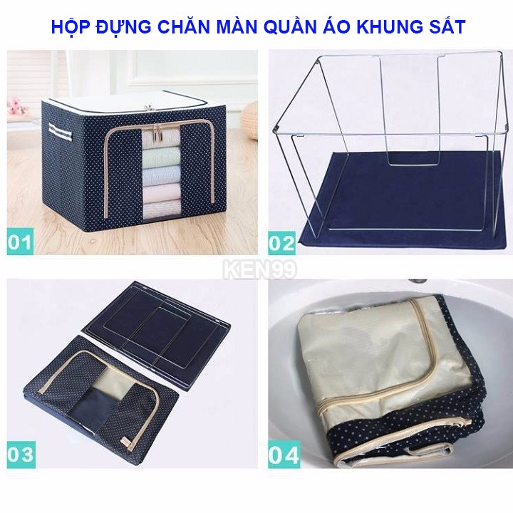 Túi Đựng Quần Áo Chăn Màn Khung Sắt Vuông Vắn Gọn Gàng Living Box