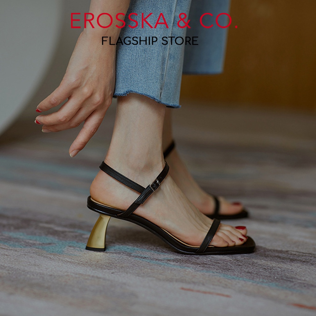 Erosska - Giày sandal cao gót nhọn kiểu dáng Hàn Quốc cao 5cm màu trắng _ EB046