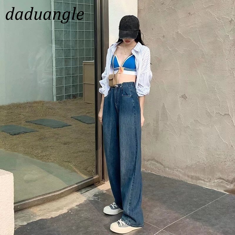 Quần jean Daduhey lưng cao dáng rộng ống thẳng thời trang phong cách cho nữ