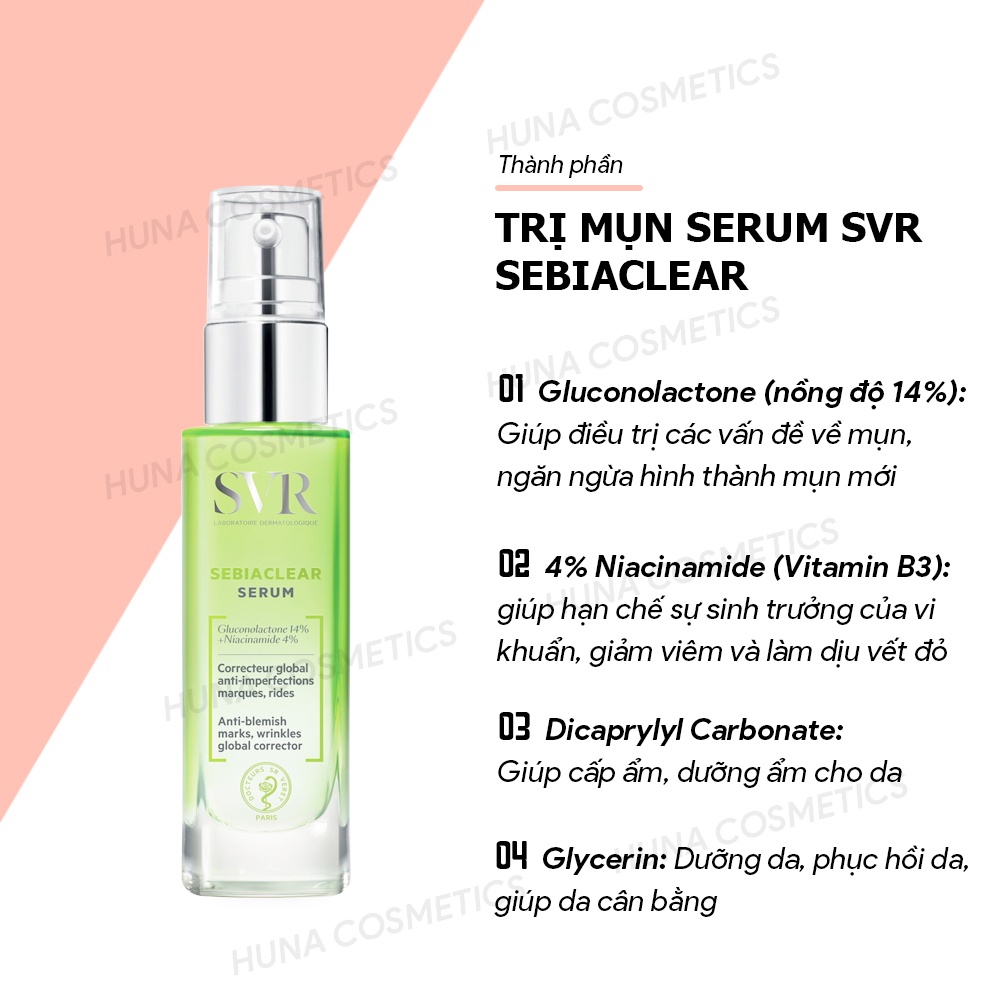 Tinh Chất Dưỡng Chất Kiềm Dầu và Giảm Mụn Mờ Thâm SVR Sebiaclear Serum 30ml