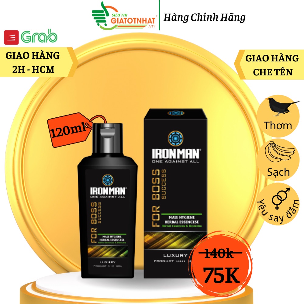 Dung dịch vệ sinh nam giới Ironman 120ml dạng gel thảo dược tạo bọt dịu nhẹ giúp làm sạch nấm ngứa khử mùi hôi hiệu quả