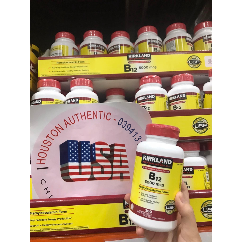 Viên uống bổ sung Vitamin B12 Kirkland Signature 5000mcg 300 viên _ Live mua hàng tại Mỹ