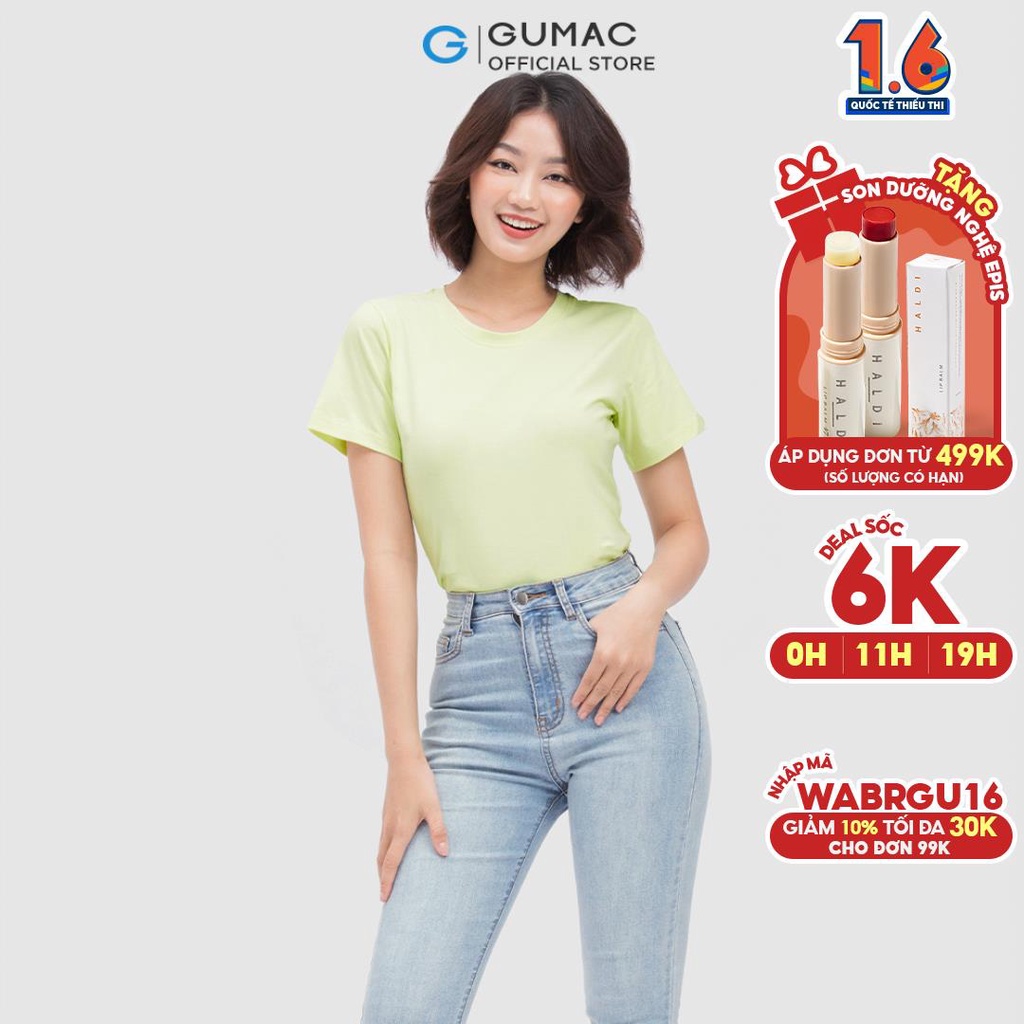 [Mã WABRGUM giảm 10% tối đa 30K đơn 99K] Áo thun cổ tròn thời trang GUMAC ATC04002