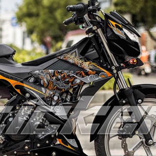 Tem Samurai Satria ( Raider ) Rời xe đen - tem vàng cam