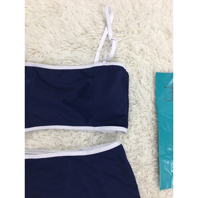 Bikini 2 Mảnh Quây Ngực Viền Trắng Kín Đáo, Đồ Bơi Hai Dây Cá Tính Ba Màu [Ảnh Chụp Thật]  - OS068