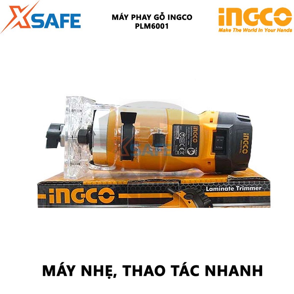 Máy phay gỗ INGCO PLM6001 công suất 600W, tốc độ không tải 34500rpm, đường kính đầu cặp 6mm(1/4inch) - chính hãng