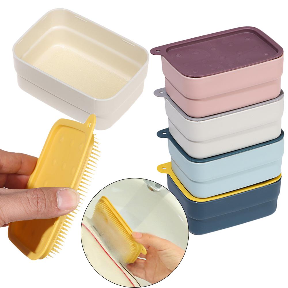 KUNHEV Hộp Đựng Xà Phòng Chống Thấm Nước Kèm Cọ Vệ Sinh Tiện Dụng