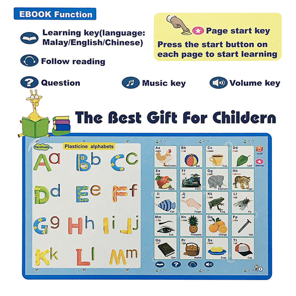 【Ready Stock】 Malay English Chinese Point Reading Child Early Education Learning Machine Toy Audio Book Smart eBook 【Prettyhat】