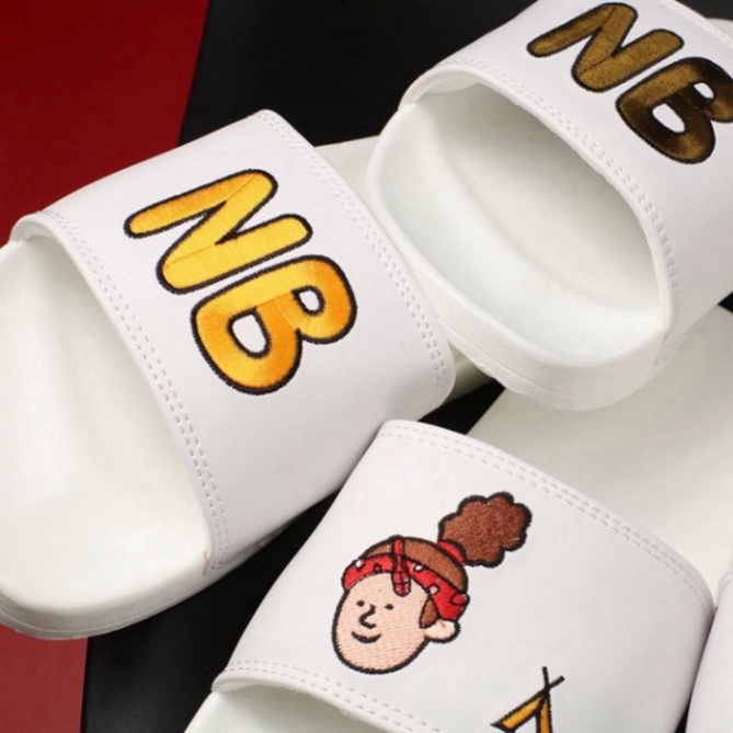 Dép nữ thời trang UNISEX NB thêu nổi quai ngang mẫu mới hottrend năm nay