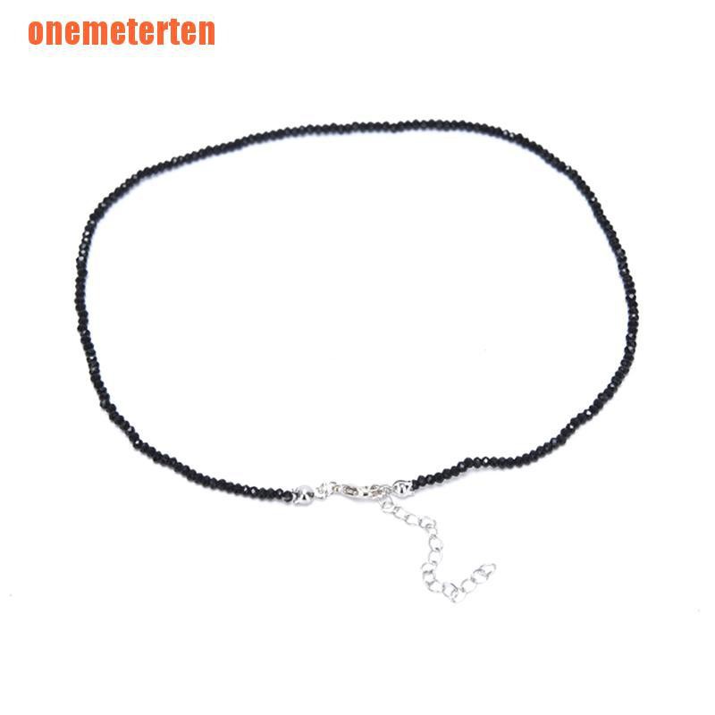 Vòng cổ choker kiểu chuỗi hạt đá pha lê nhân tạo màu đen quyến rũ thời trang