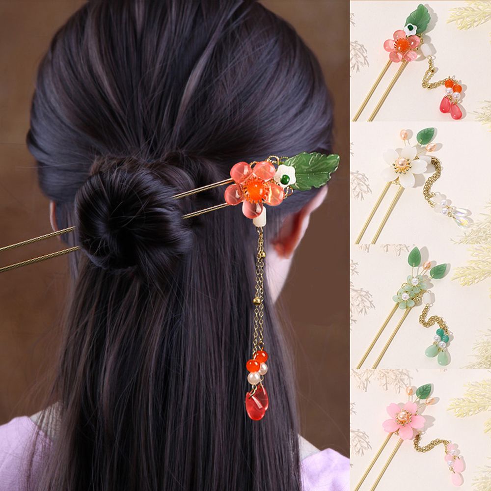 Trâm Cài Tóc Dáng Dài Đính Ngọc Trai Phối Tua Rua Phong Cách Hàn Quốc Cổ Điển Cho Nữ