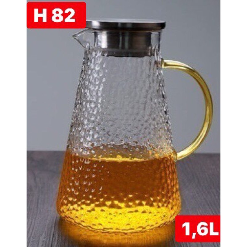 Bộ bình thủy tinh quai tròn kèm 2 cốc sần 300ml
