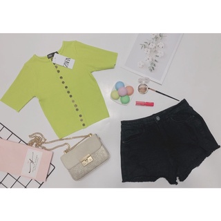 [HÌNH THẬT ]ÁO THUN GÂN CROPTOP NHIỀU NÚT