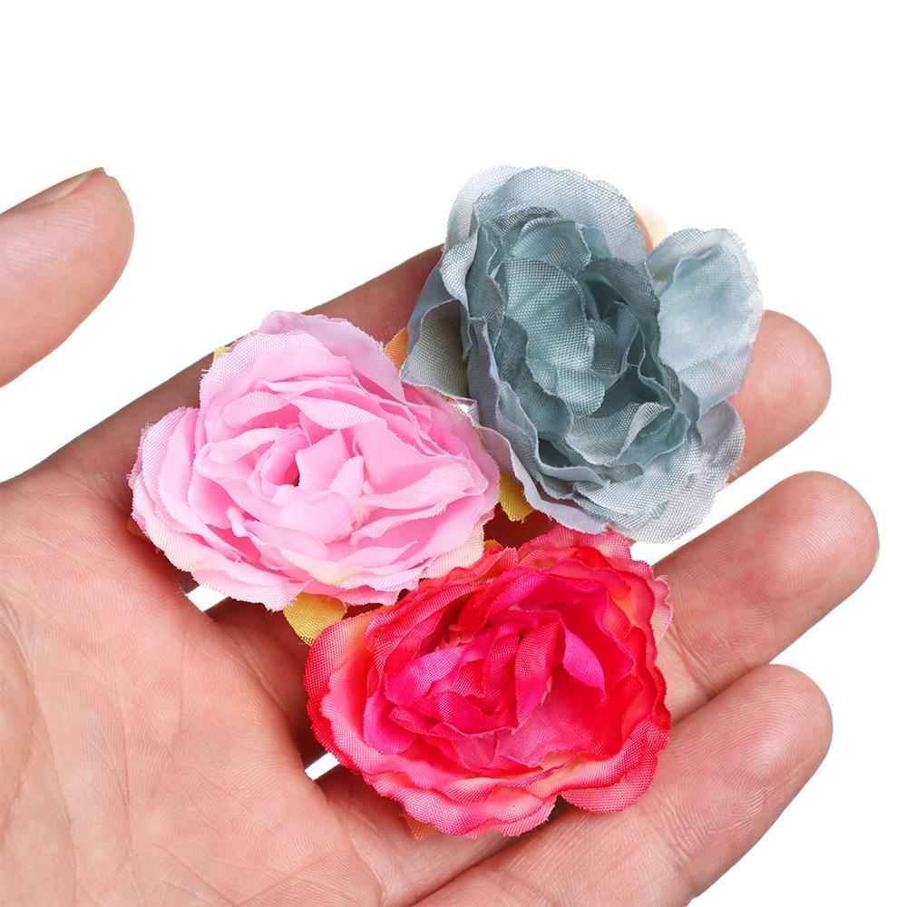 Bộ 10 Bông Hoa Mẫu Đơn Giả Bằng Lụa 3.5cm Trang Trí Nhà Cửa / Tiệc Cướ