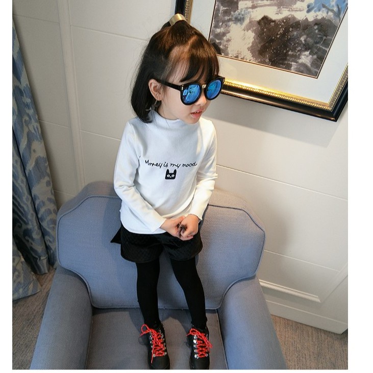 Áo giữ nhiệt bé gái, Quần áo cho bé, Áo dài tay cổ cao cho bé gái chất cotton len BH0012