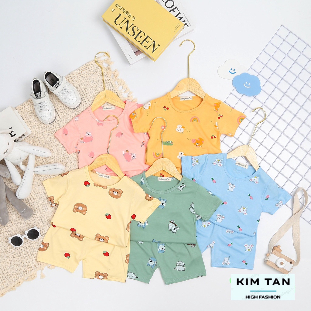Bộ MINKY MOM Cộc Tay ⚡FREESHIP⚡ Chất Thun Lạnh Cho Bé Trai, Bé Gái Thoải Mái Thoáng Mát Ngày Hè