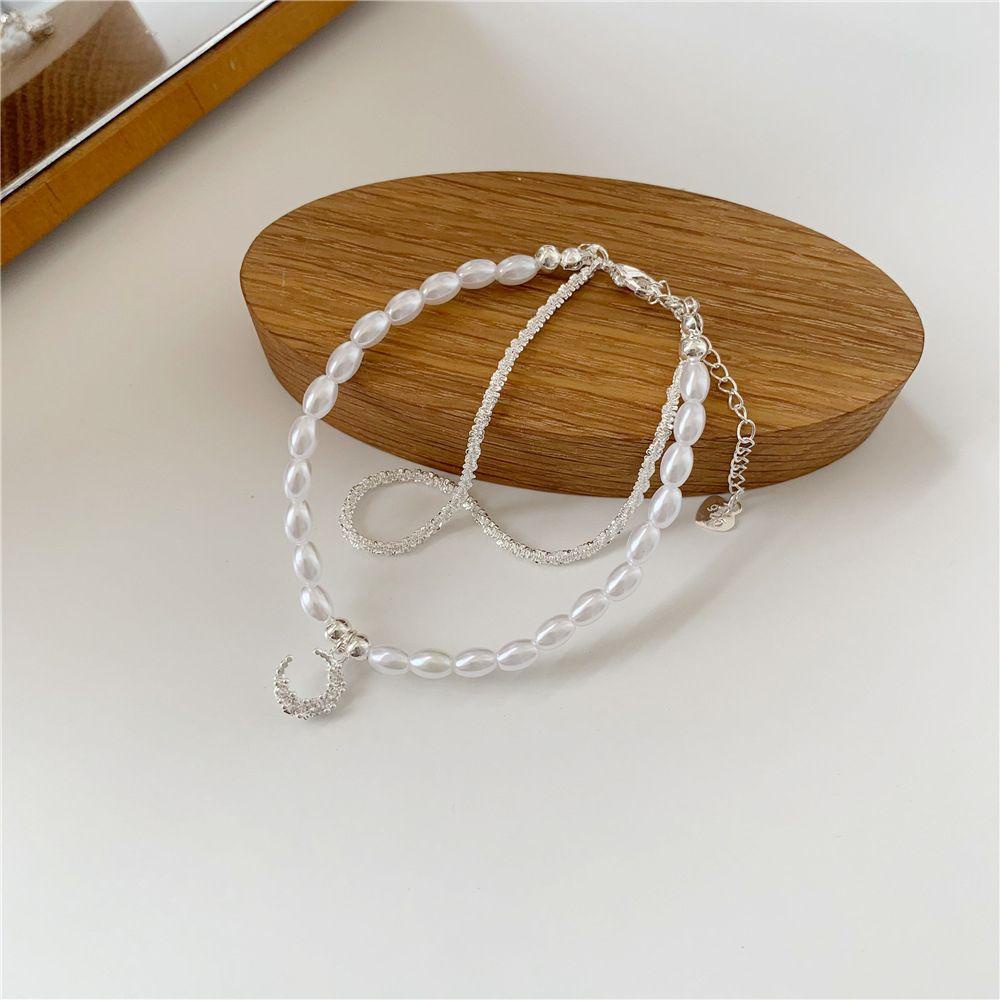 Vòng Tay Mặt Hình Mặt Trăng Bằng Đồng Dễ Thương Cho Nữ