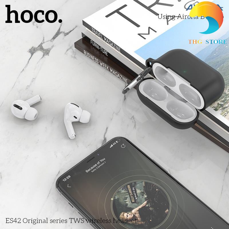 Tai nghe Bluetooth HOCO ES42 NEW 2020 BT5.0  - Pin 400mAh - Hỗ trợ sạc không dây - Tặng kèm case - hàng chính hãng