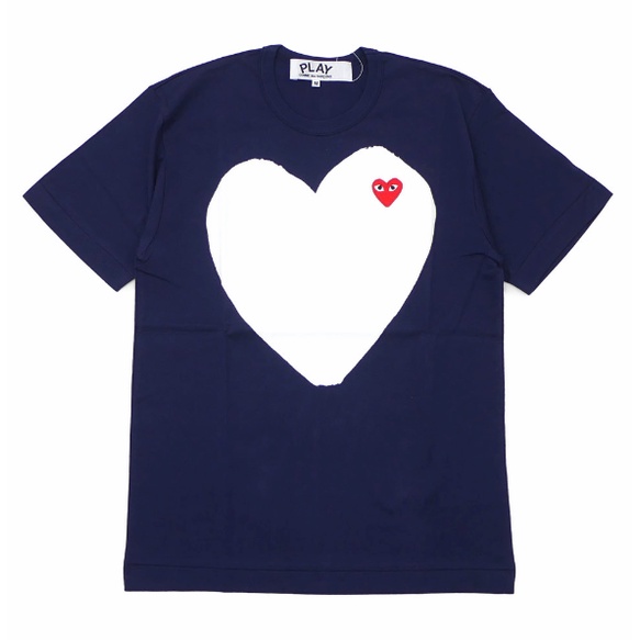 Unisex play comme des garcons CDG Mới Áo Thun Tay Ngắn Họa Tiết Sọc Ngang Cho Cặp Đôi