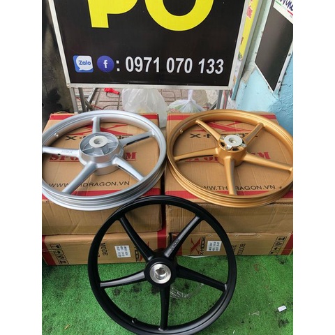 Mâm Xmode Asiro Yamaha 5 cây cho Sirius ex10 wave Jupiter 1 đĩa trước 3 màu đen vàng bạc gắn như zin