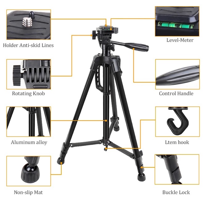 Chân Giá Đỡ Máy Ảnh & Điện Thoại Tripod  3 Chân Cao 1.5m Chắc Chắn,Tripod Đa Năng Chuyên Dùng Quay Phim Chụp Anh