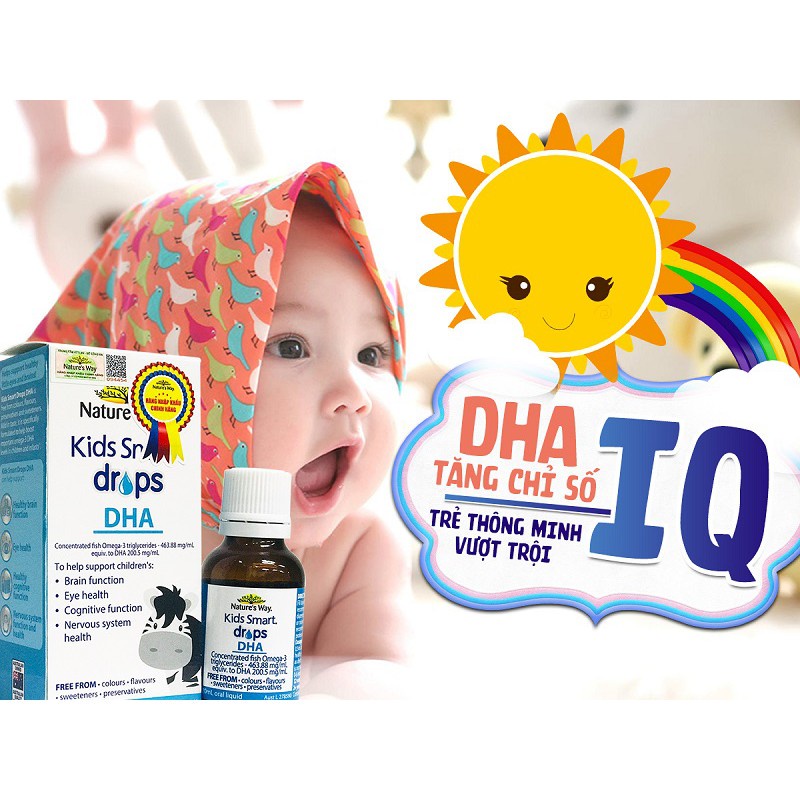 DHA Cho Bé Kids Smart Drops DHA Nature's Way - Tăng Chỉ Số IQ, Giúp Trẻ Thông Minh Vượt Trội