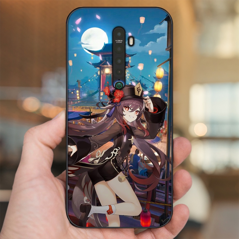 Ốp lưng Oppo Reno 2 viền đen in hình Hutao Genshin Impact