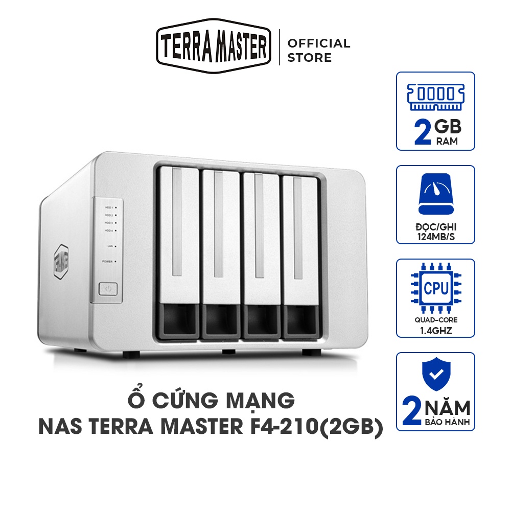 Ổ cứng mạng NAS Terra Master F4-210 - 2 Khay ổ cứng Hàng chính hãng