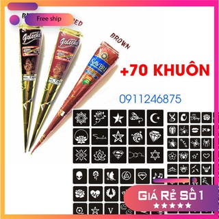 MỰC XĂM HENNA ĐEN VÀ 70 KHUÔN MINI