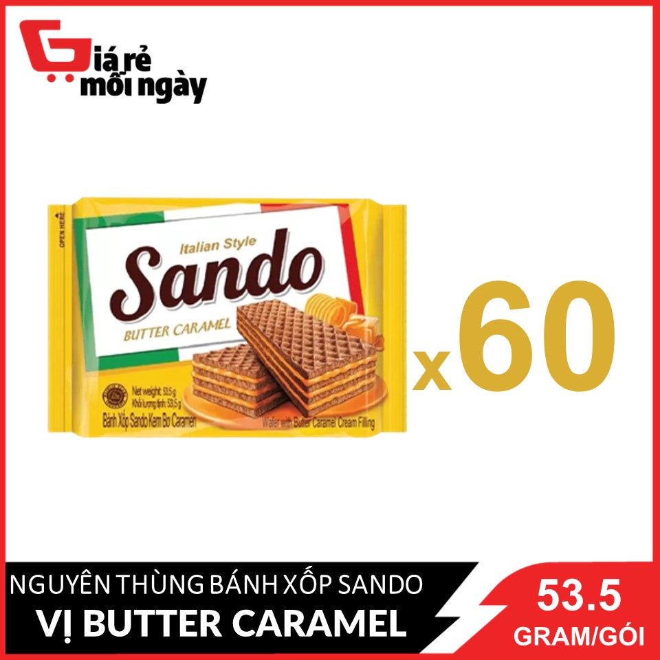 [Nguyên thùng] 60 gói Bánh xốp Sando Caramel 53.5gX60