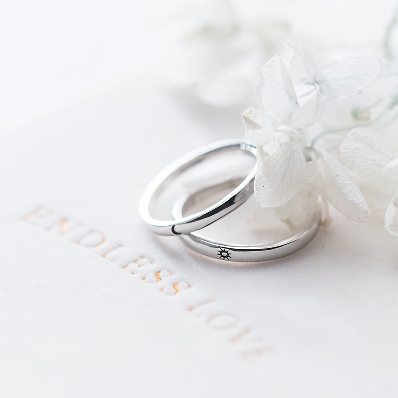 Nhẫn Đôi Bạc Hiểu - Mặt Trăng Và Mặt Trời - BẠC HIỂU MINH NC418S