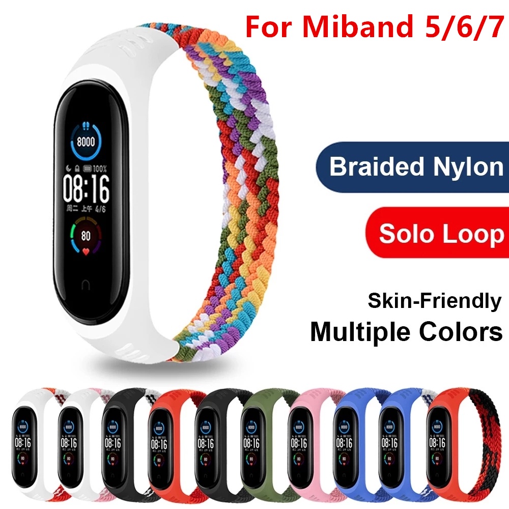Dây Đeo Nylon Bện Cho Đồng Hồ Thông Minh Xiaomi Mi Band 7 6 5 Miband 7