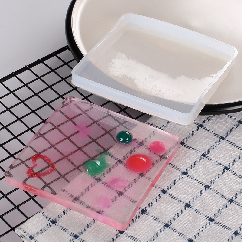 Khuôn Silicone 4 Inch Làm Đế Lót Ly Bằng Nhựa Resin Hình Vuông DIY