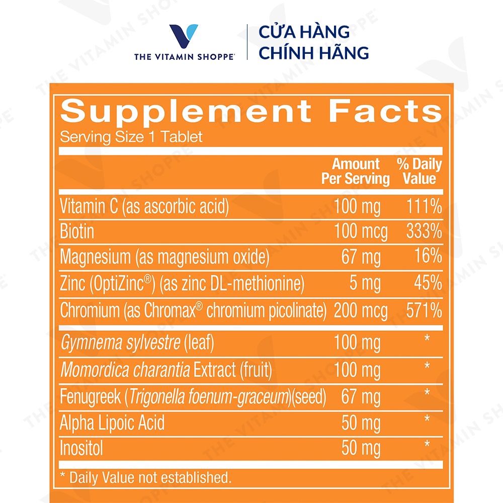 Viên uống hỗ trợ ổn định đường huyết The Vitamin Shoppe Ultra Sugar Aid 60 viên