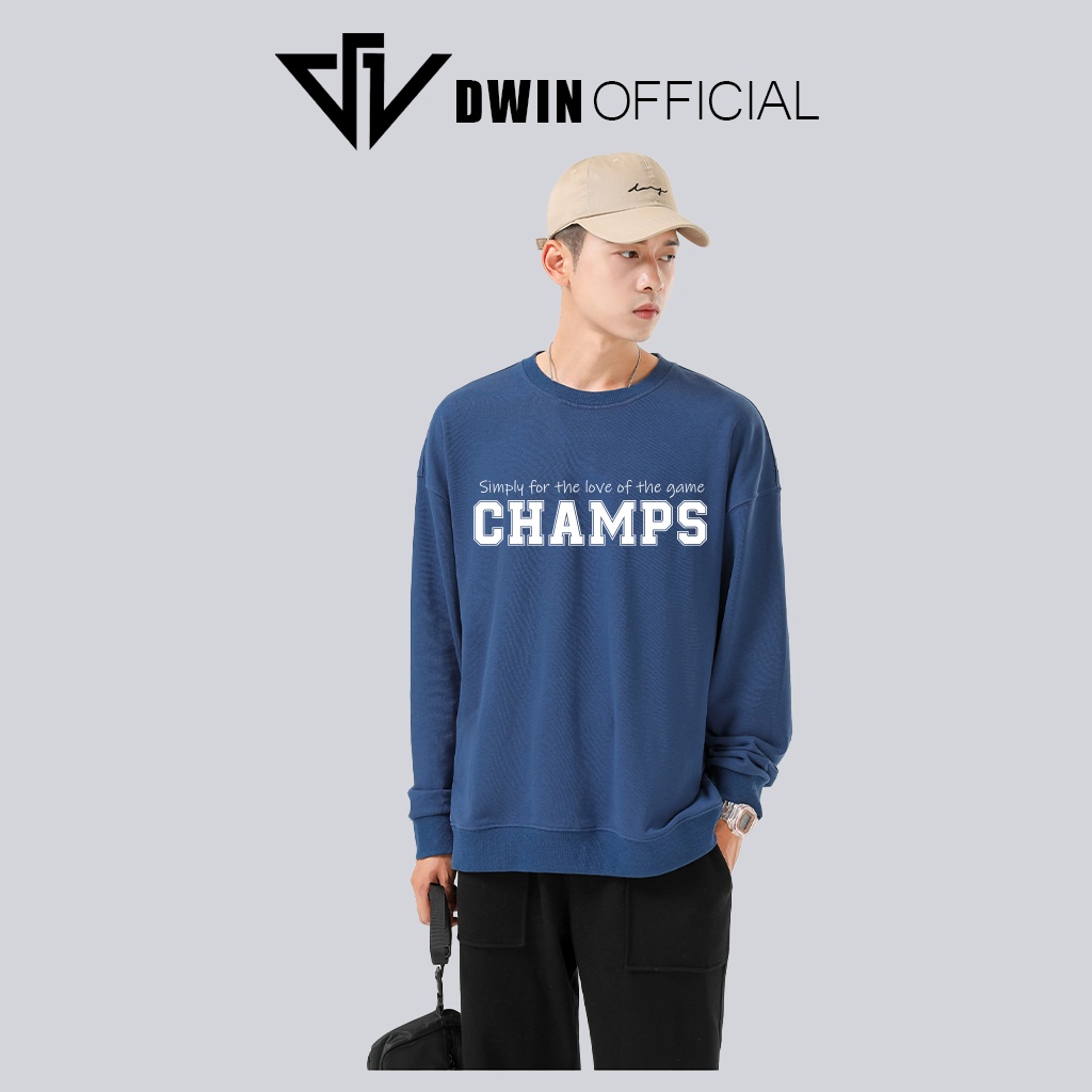 Áo sweater nỉ Champs unisex DWIN basic nam nữ form rộng oversize local brand SP00095