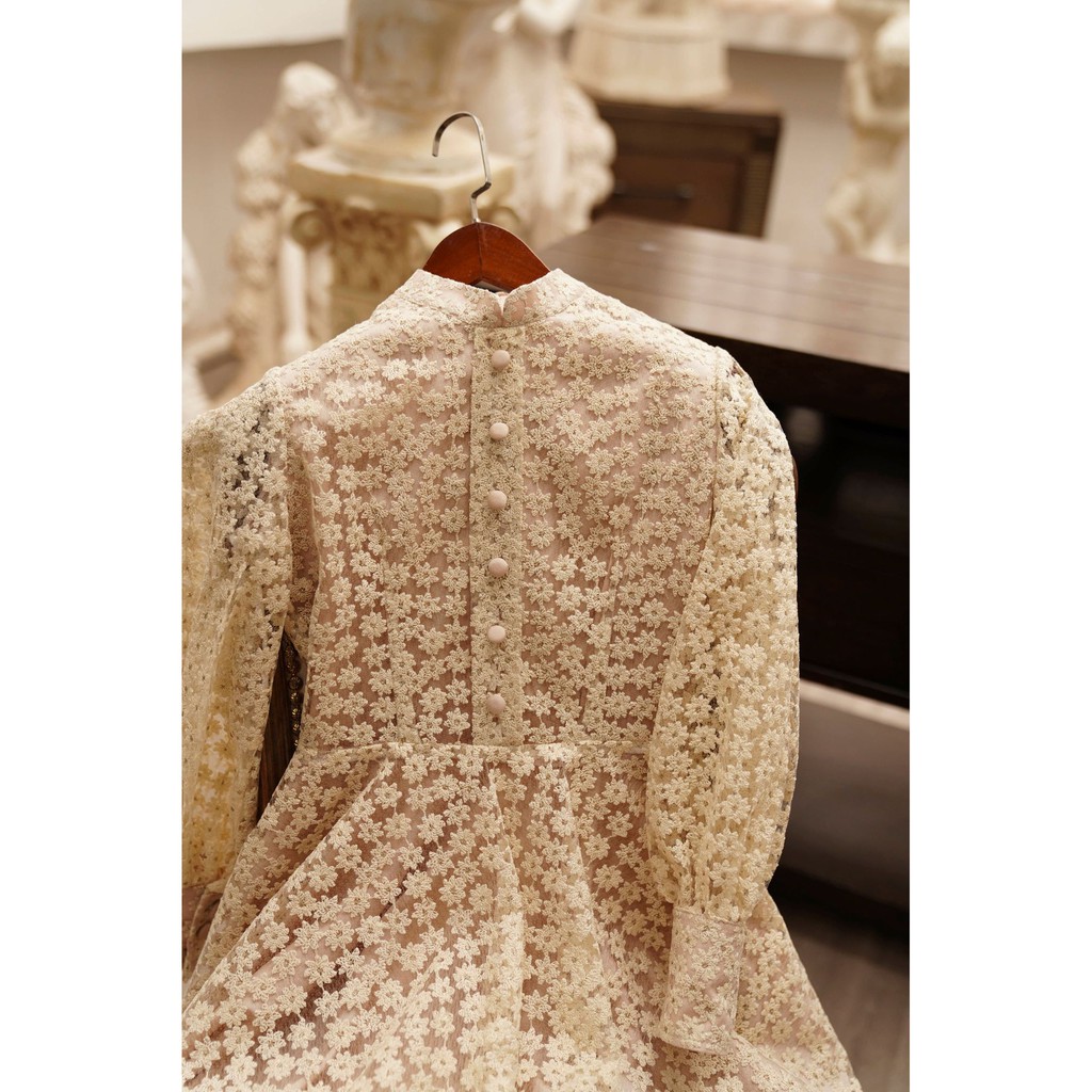 Đầm ren dự tiệc, đầm ren hoa nhí Mozz