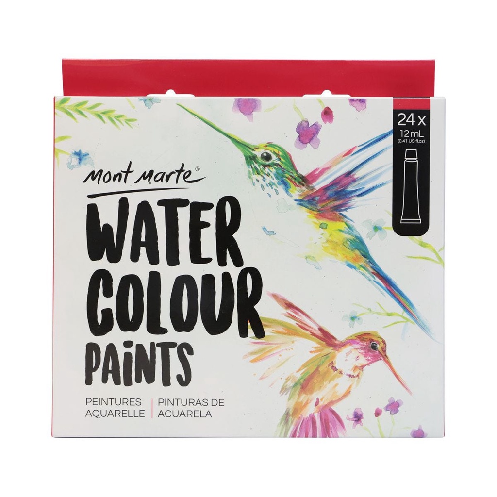 Bộ Màu Nước Mont Marte 12/18/24 Màu x 12ml - Watercolour Paints Signature - PMHS0027/PMHS0048/PMHS0049