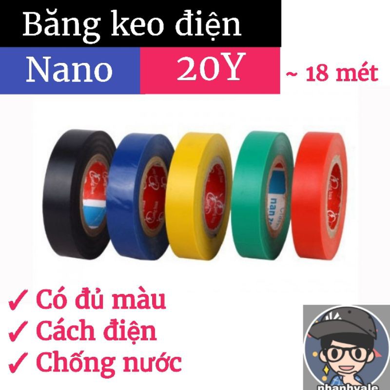 Băng keo cách điện PVC nhiều màu, chống thấm nước Nano® 20Y