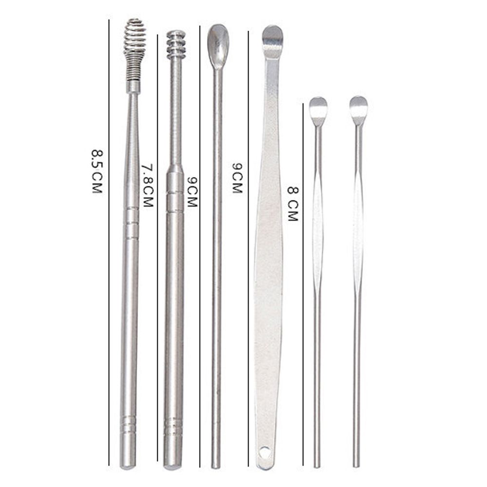 [Hàng mới về] Set 6 Dụng Cụ Lấy Ráy Tai Làm Từ Thép Không Gỉ Thiết Kế Nhỏ Gọn Sử Dụng Tiện Lợi